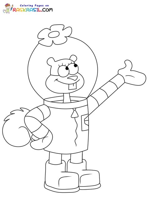 arenita para colorear|Dibujos de Arenita Mejillas (Sandy Cheeks) para。